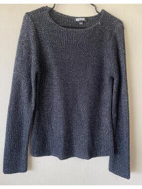 Kasper Size Large Black Silver Long Sleeve Sweater